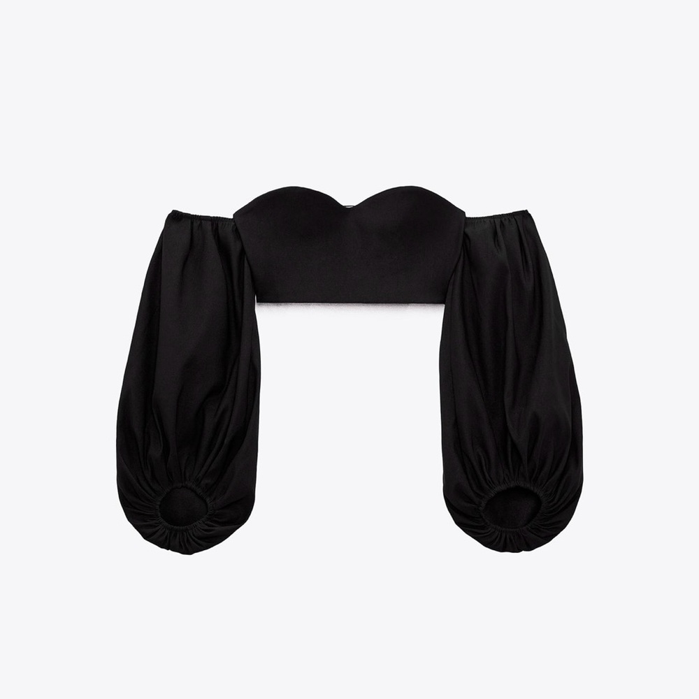 Zara Balloon Off-Shoulder Crop Top, Size S